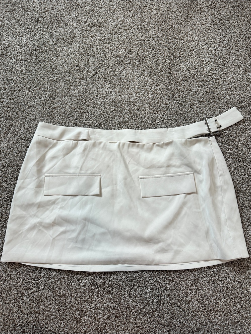 Peppermayo White Cream Mini Skirt with Side Buckle